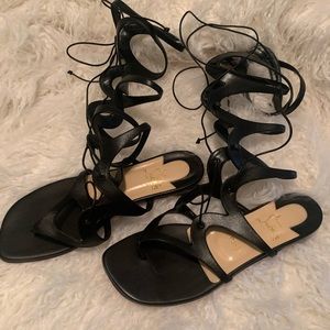 Christian Louboutin Girafina black knee high gladiator sandals size 39
